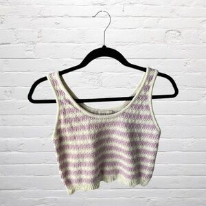 Willow and Wind // Striped Purple and White Knit Crop Top